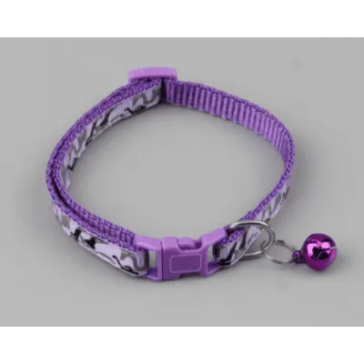 Pets Club Adjustable Cat Collar With Bell- Purple