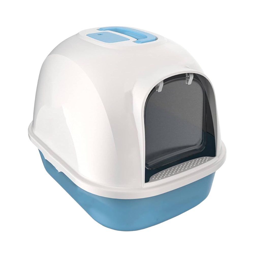 Cozy Paws Hooded Cat Litter Box with Swing Door & Handle – 53×41×41 cm – Blue