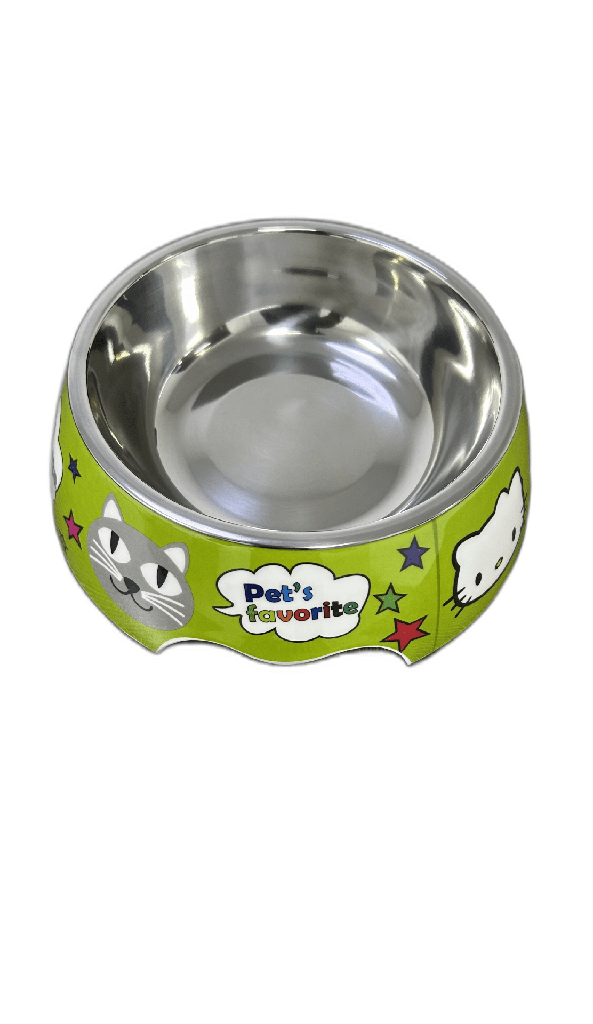 Cozy Paws Single Melamine Bowl -14x17.5x6cm Green Cat