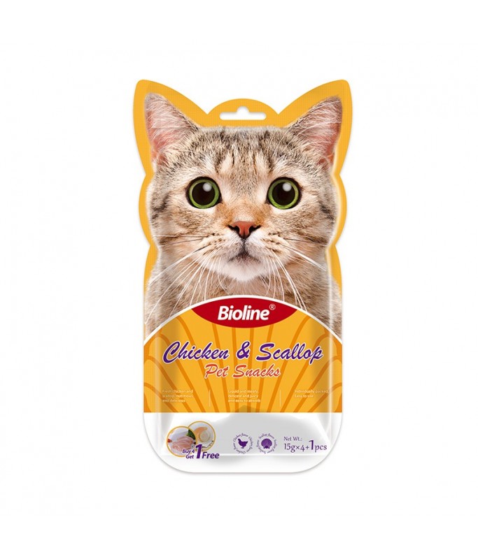 Bioline Cat Treats Chicken & Scallop 5x15gm