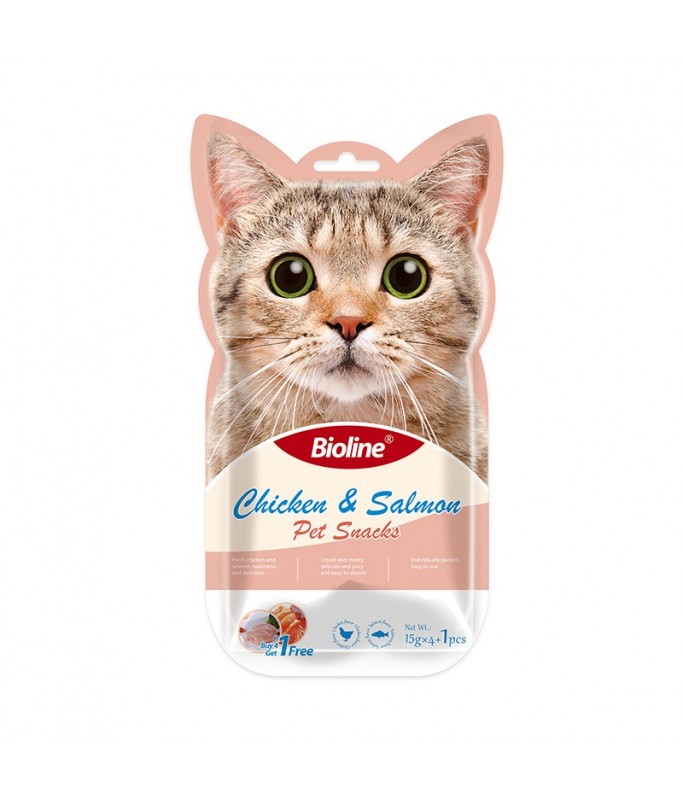 Bioline Cat Treats Chicken & Salmon 5x15gm