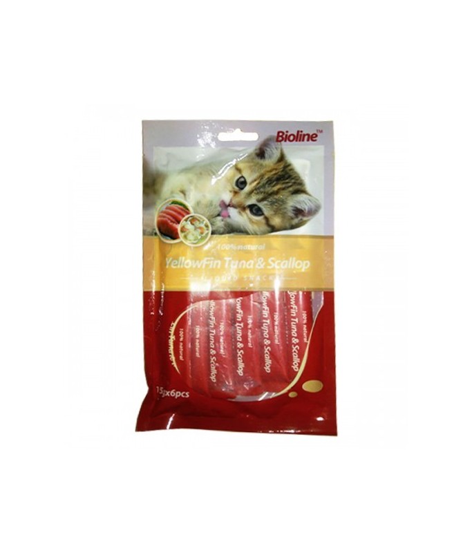 Bioline Cat Treats Yellofin Tuna & Scallop 6x15gm