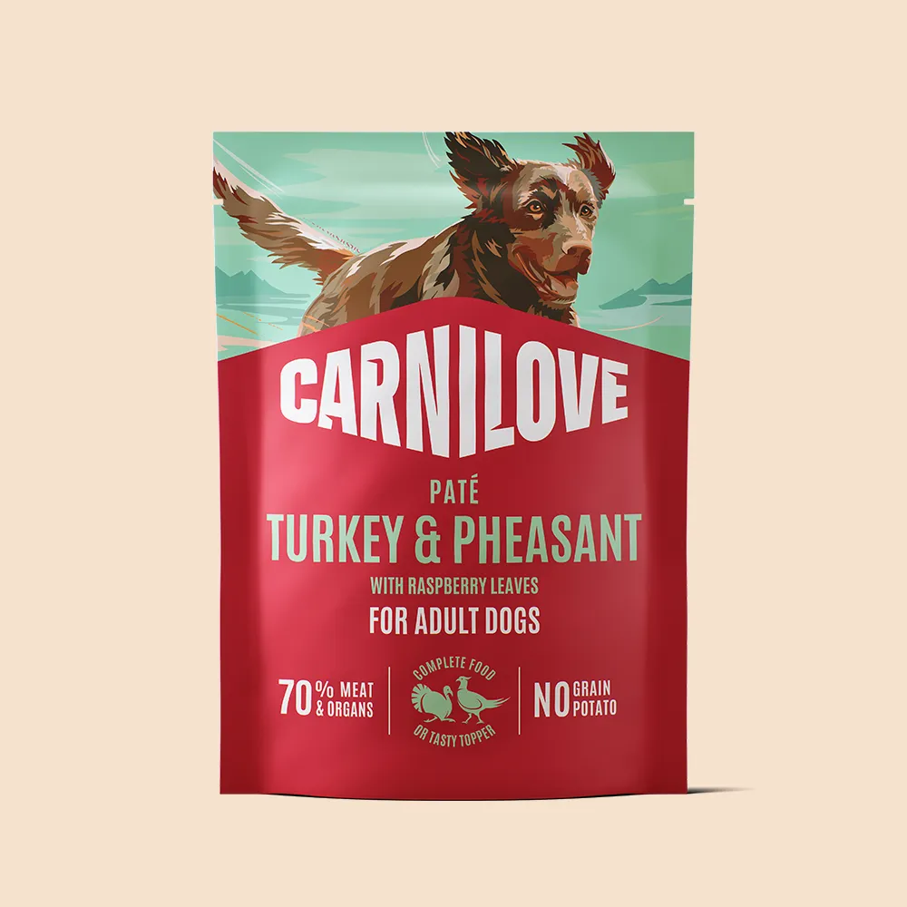 Carnilove Turkey & Pheasant with Raspberry Leaves Pate Pouch Wet Dog Food 12x300g