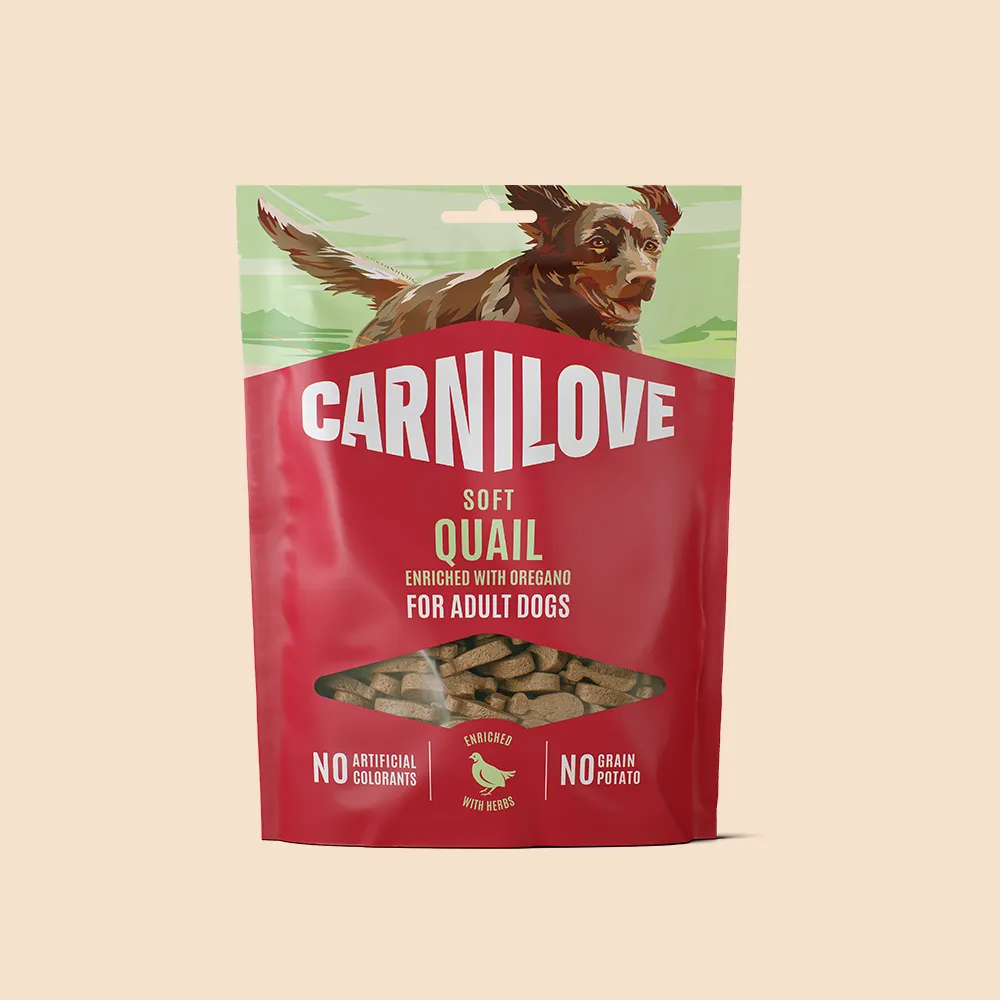 [8595602582655] Carnilove Quail enriched with Oregano Soft Snack for Dogs 200g