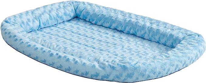 Midwest Quiet Time Fleece Double Bolster Bed Blue 24inch