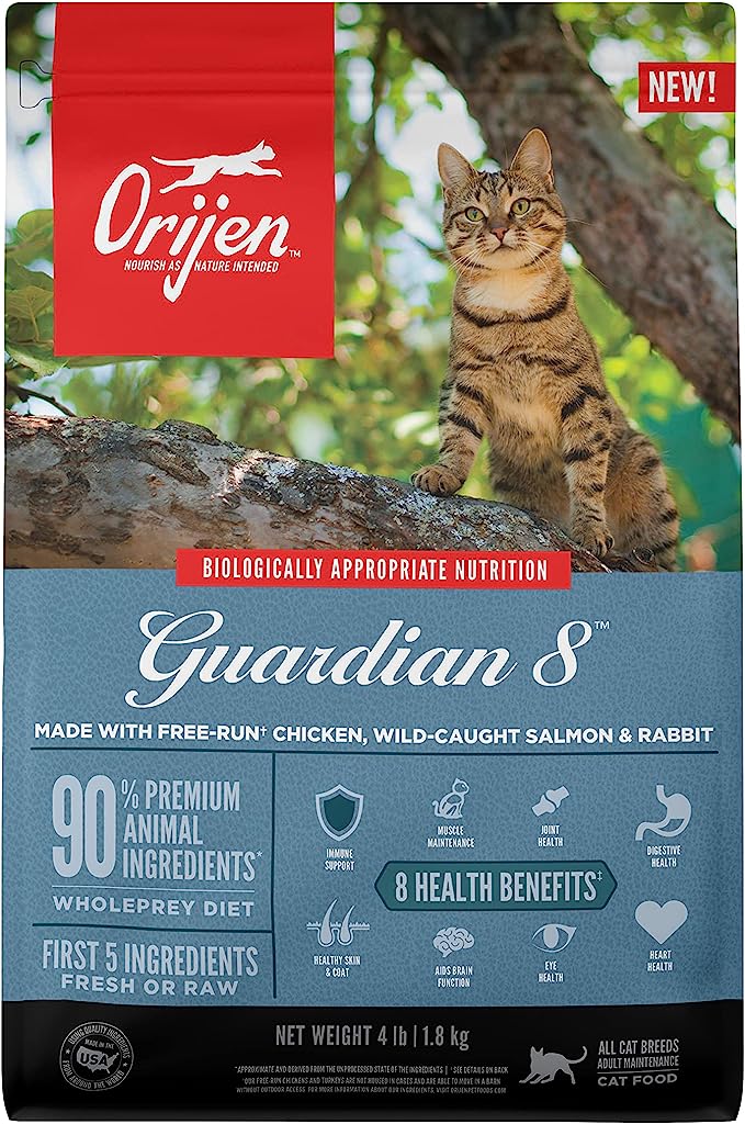 Orijen Dry Adult Cat Food Grain Free Premium High Protein Fresh & Raw Animal Ingredients Guardian 1.8kg