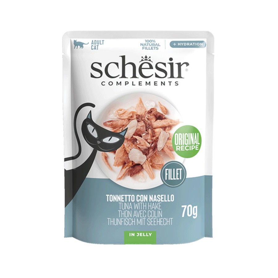 Schesir Complements Cat Wet Food  in Jelly Pouch- Tuna With Hake 70gm