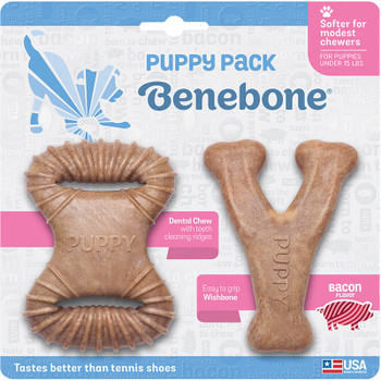 Benebone Puppy Pack Dental Chew and Wishbone Bacon Flavor 2Pack