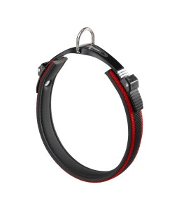 Ferplast Ergocomfort Nylon Padded Dog Collar 24-42cm x 15mm Width Red / Black