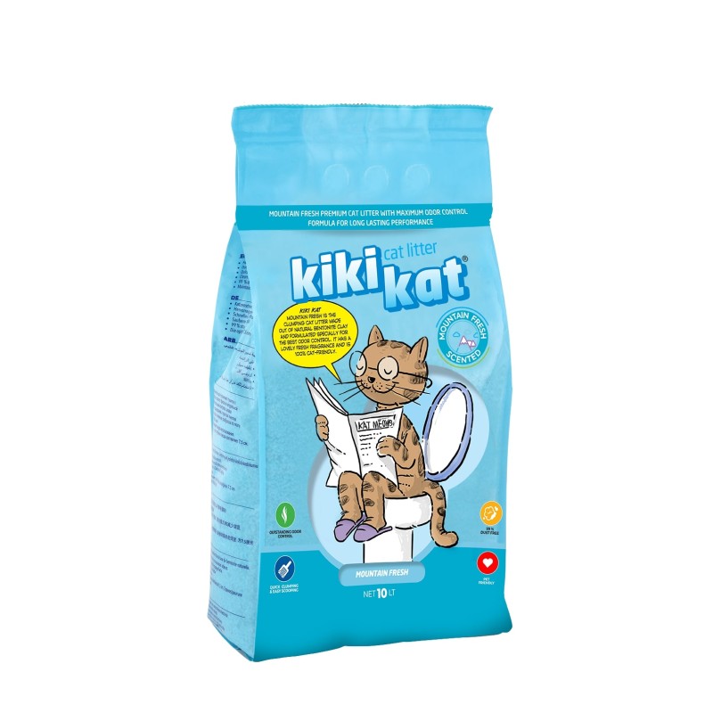 Kiki Kat White Bentonite Clumping Cat Litter Mountain Fresh 20L / 17.4kg