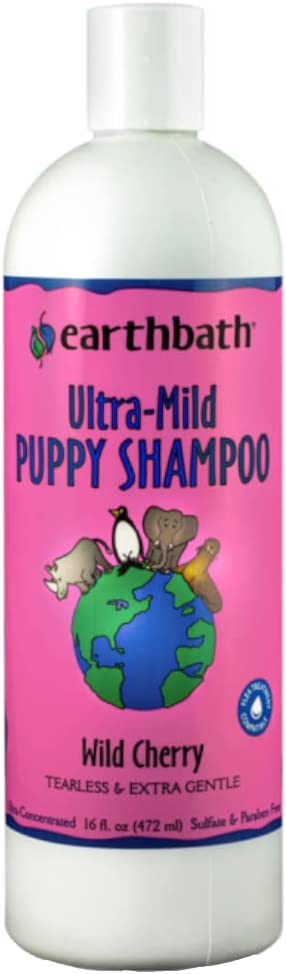 Earthbath Natural Ultra Mild Puppy Shampoo Tearless & Extra Gentle Baby Fresh Cherry Scent 16oz