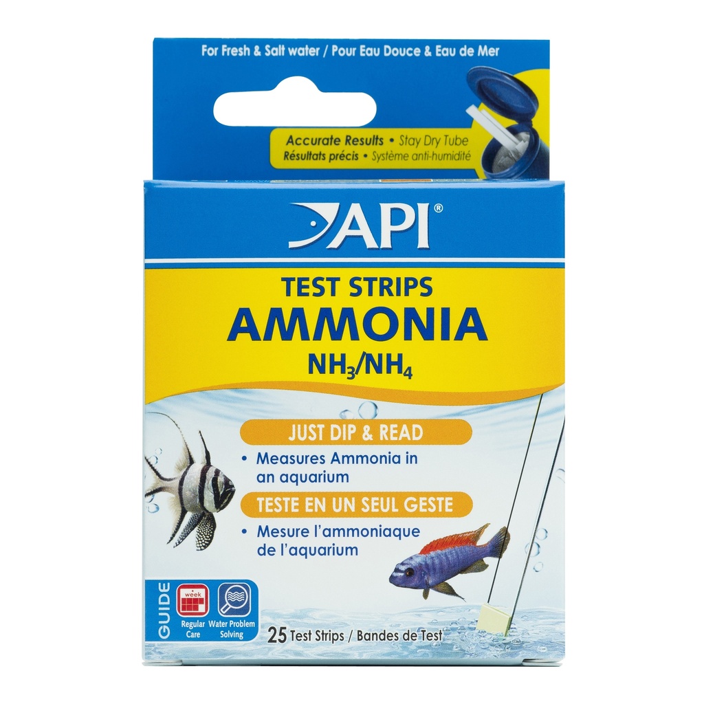 API Ammonia NH3/NH4 0 to 6ppm Range Test Strips 25count for Fresh and Saltwater Aquarium