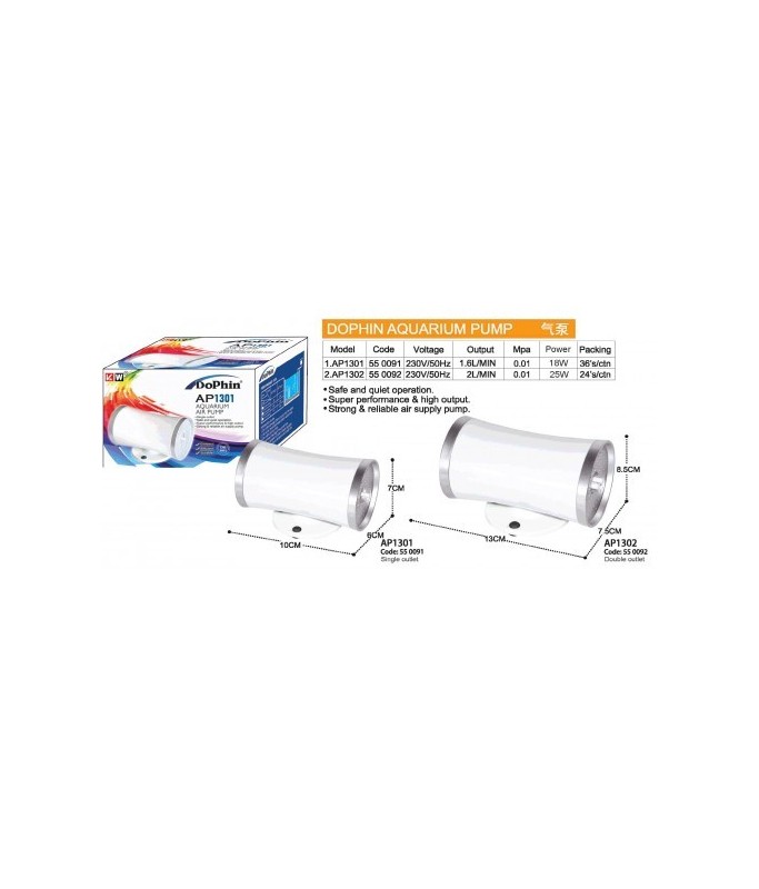 KW Zone AP1301 Dophin KW Aquarium Fish Tank Dophin Air Pump Single Way 