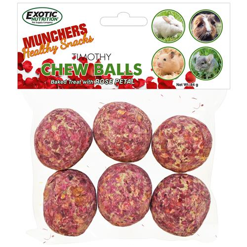 Exotic Nutrition Munchers Rose Petals & Timothy Chew Balls Treats 6pcs