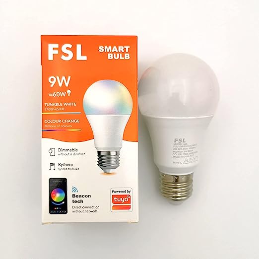 FSL Beacon Tech Dimmable Smart Bulb A60 9W LED RGB Works wit Alexa/Google Home
