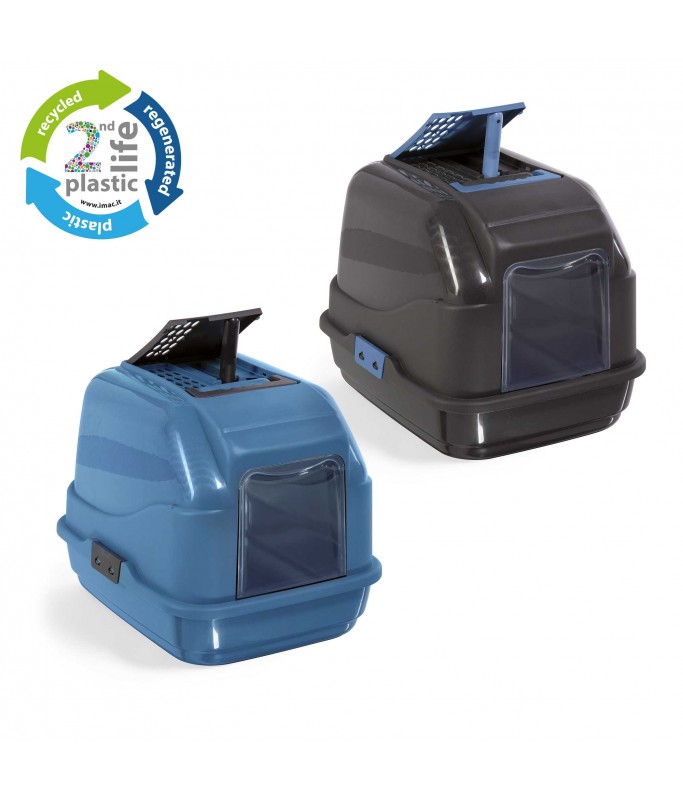 IMAC Easy Cat Hooded Cat Toilets Second Life Plastic Black 50x40x40cm