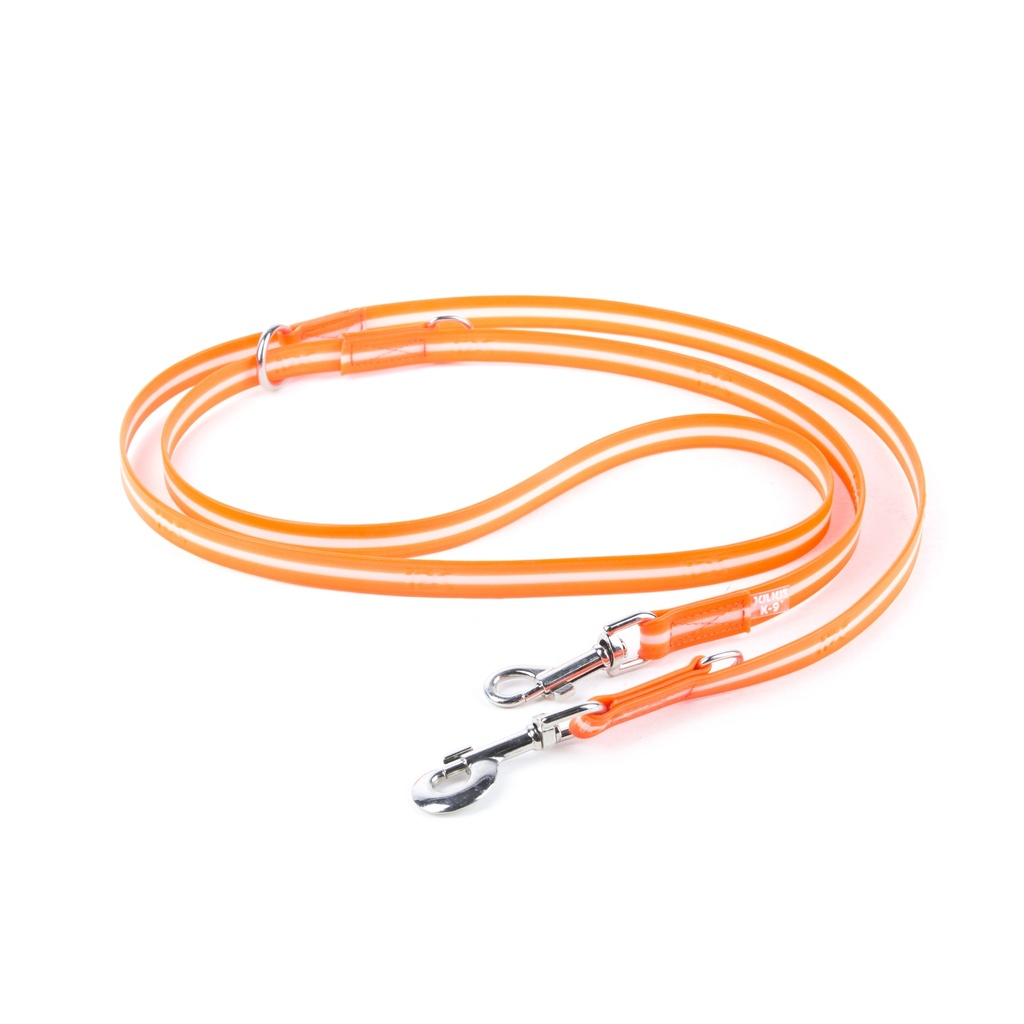 Julius-K9 IDC Lumino Adjustable Phosphorescent Leash, 19 mm x 2.2 m, UV Orange