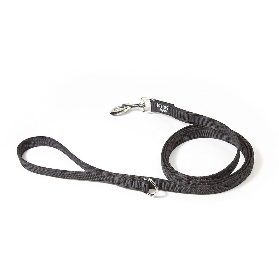 Julius K9 Super Grip Leash with Handle and D Black & Ring Gray 20mm x 1.8m