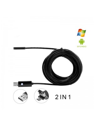 USB & MicroUSB 2In1 Endoscope 8mm 6LED 2M CMOS Camera Android&Windows Pipe Ventilation Duct Snake Inspection Borescope Waterproof IP67