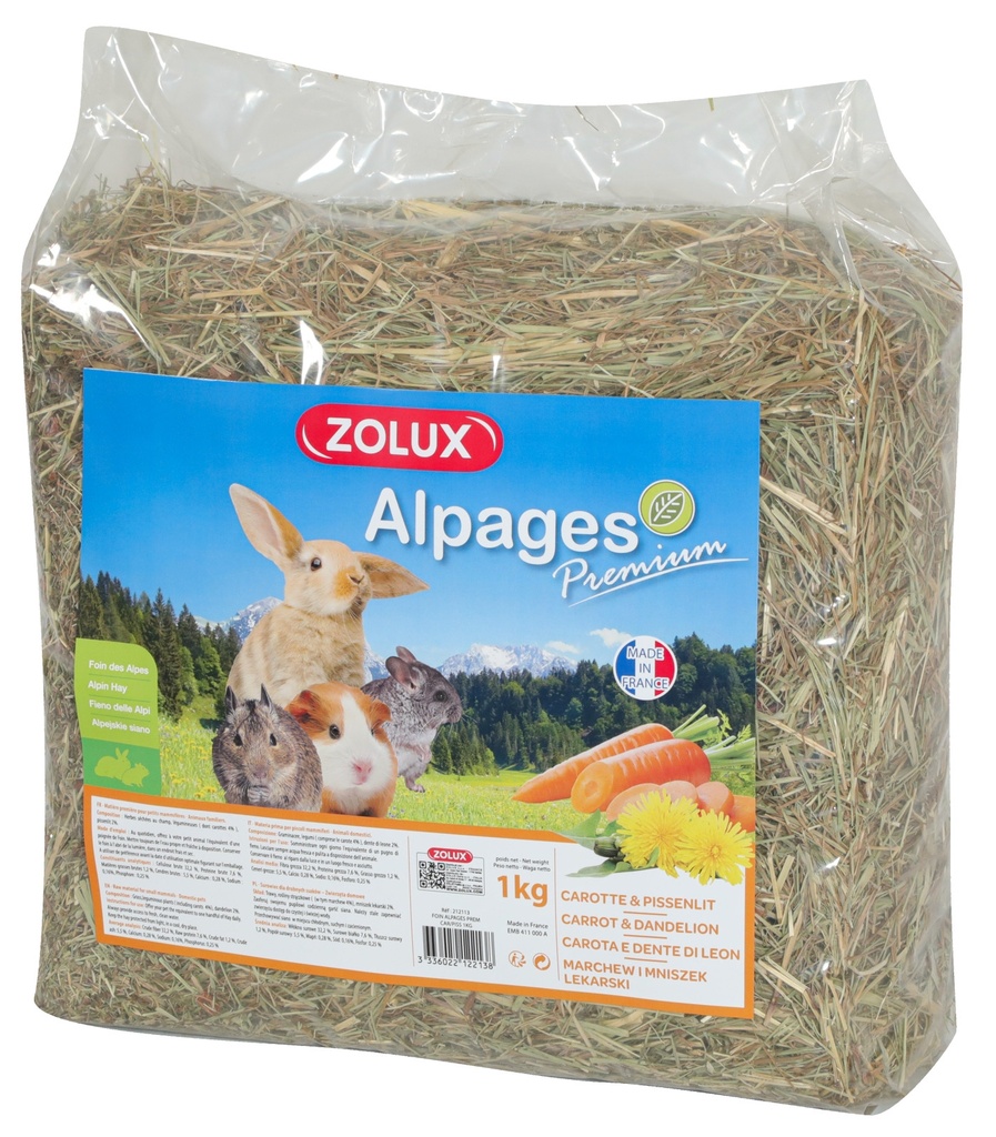 Zolux Premium Alpine Hay With Carrot & Dandelion 1kg