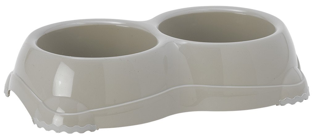 Moderna Double Smarty Plastic Non Slip Pet Food Bowl Warm Grey Medium
