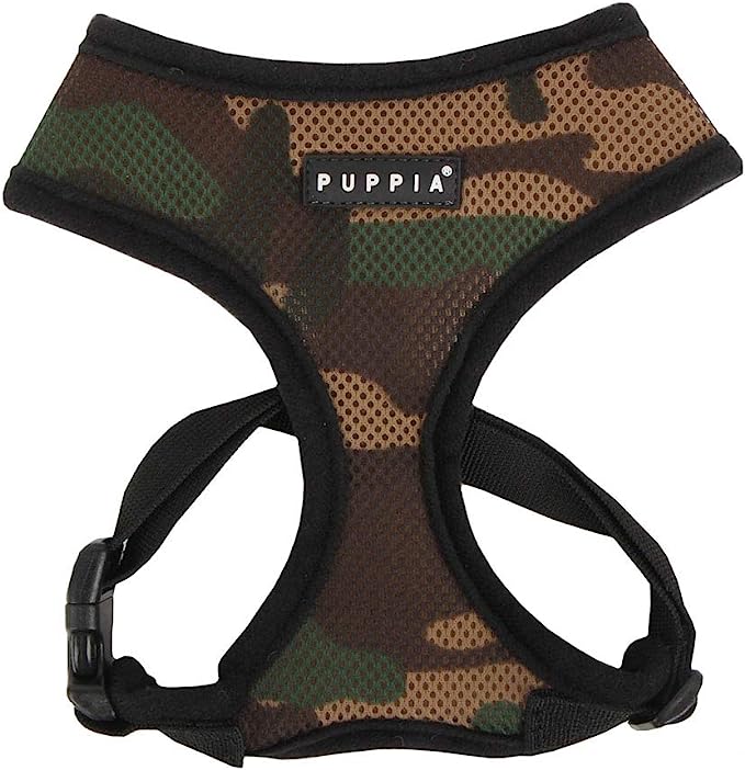 Puppia Soft Dog Harness No Choke Over The Head Triple Layered Breathable Mesh Adjustable Chest Belt and Quick Release Buckle Camouflage Large