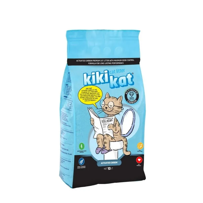 Kiki Kat White Bentonite Clumping Cat litter Activated Carbon 10L / 8.7kg