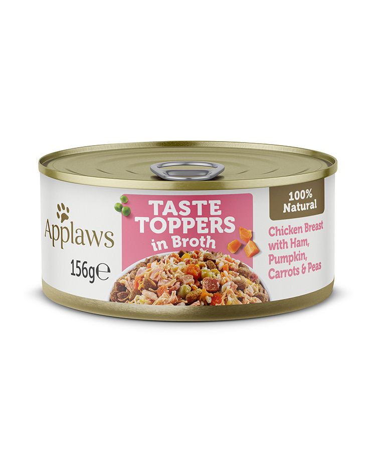 Applaws Toppers Taste in Broth Chicken Ham Dog Tin 156g