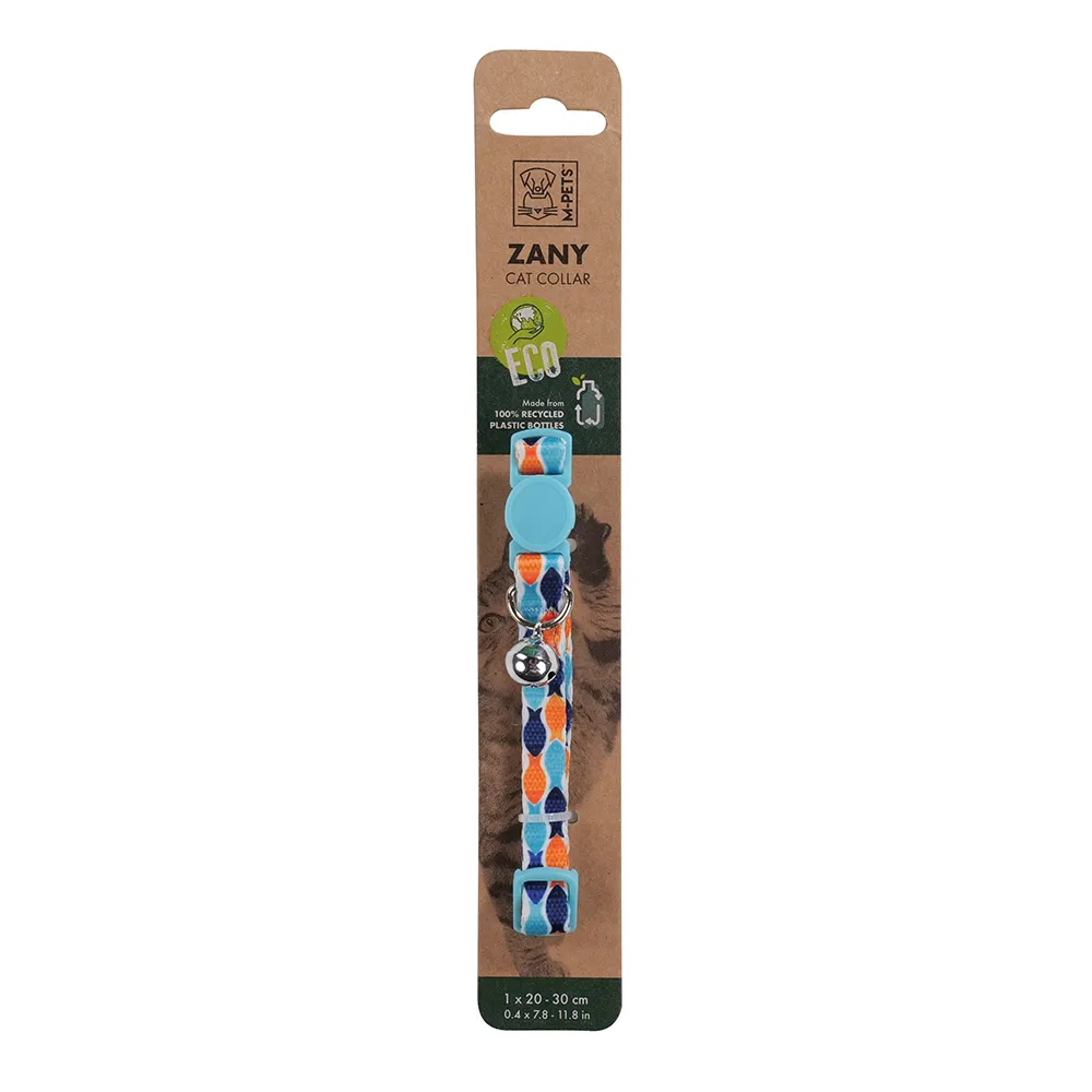 [6953182738800] M-PETS Zany Cat Eco Collar Blue & Orange Fish