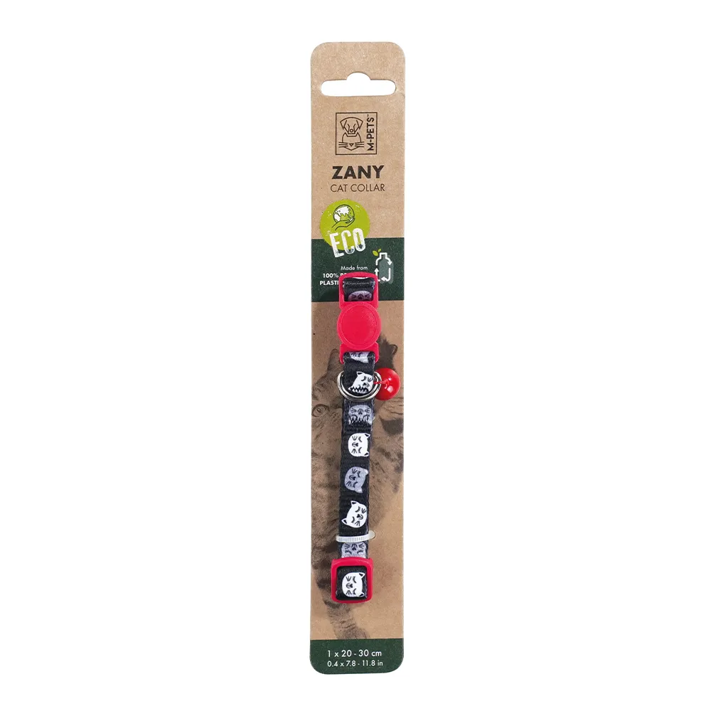 [6953182738787] M-PETS Zany Cat Eco Collar Red & Black