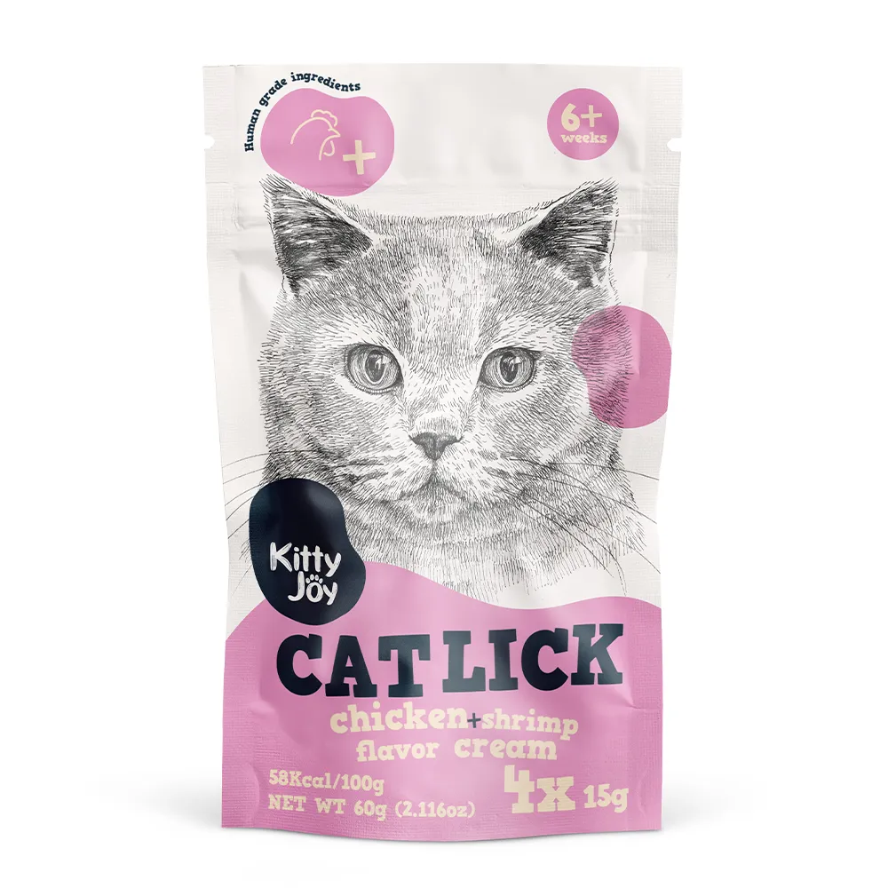 [4751035551192] Kitty Joy Cat Lick Chicken & Shrimp Flavor Cream Cat Treats 4x15gm