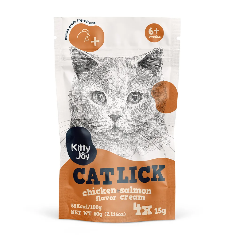 [4751035551130] Kitty Joy Cat Lick Chicken & Salmon Flavor Cream Cat Treats 4x15gm