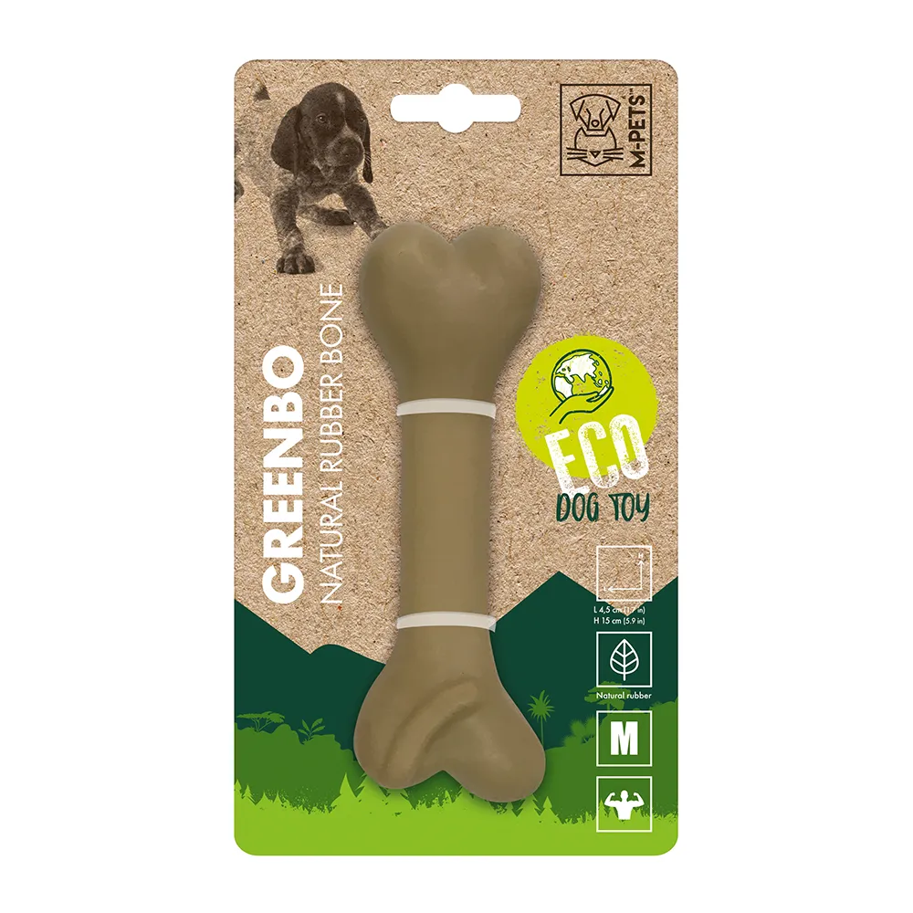 [6953182735069] M-PETS Greenbo Natural Rubber Bone Dog Toy Medium
