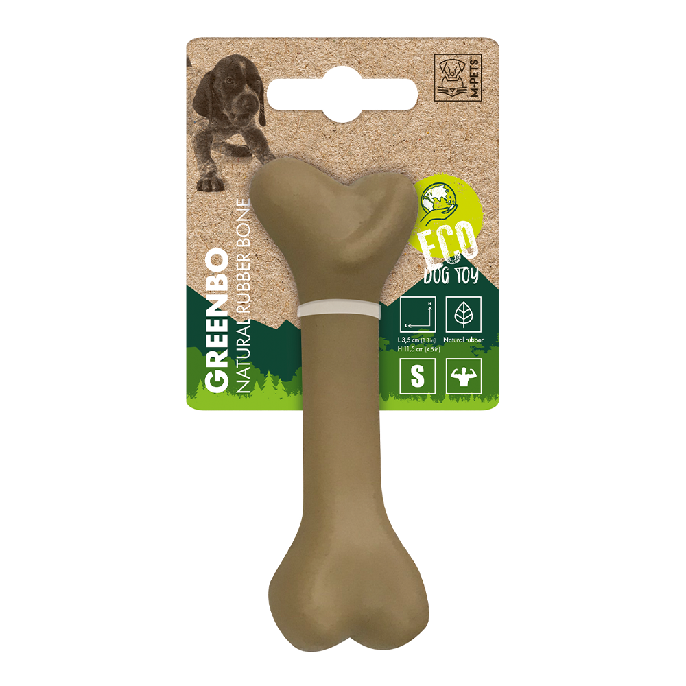 M-PETS Greenbo Natural Rubber Bone Dog Toy Small