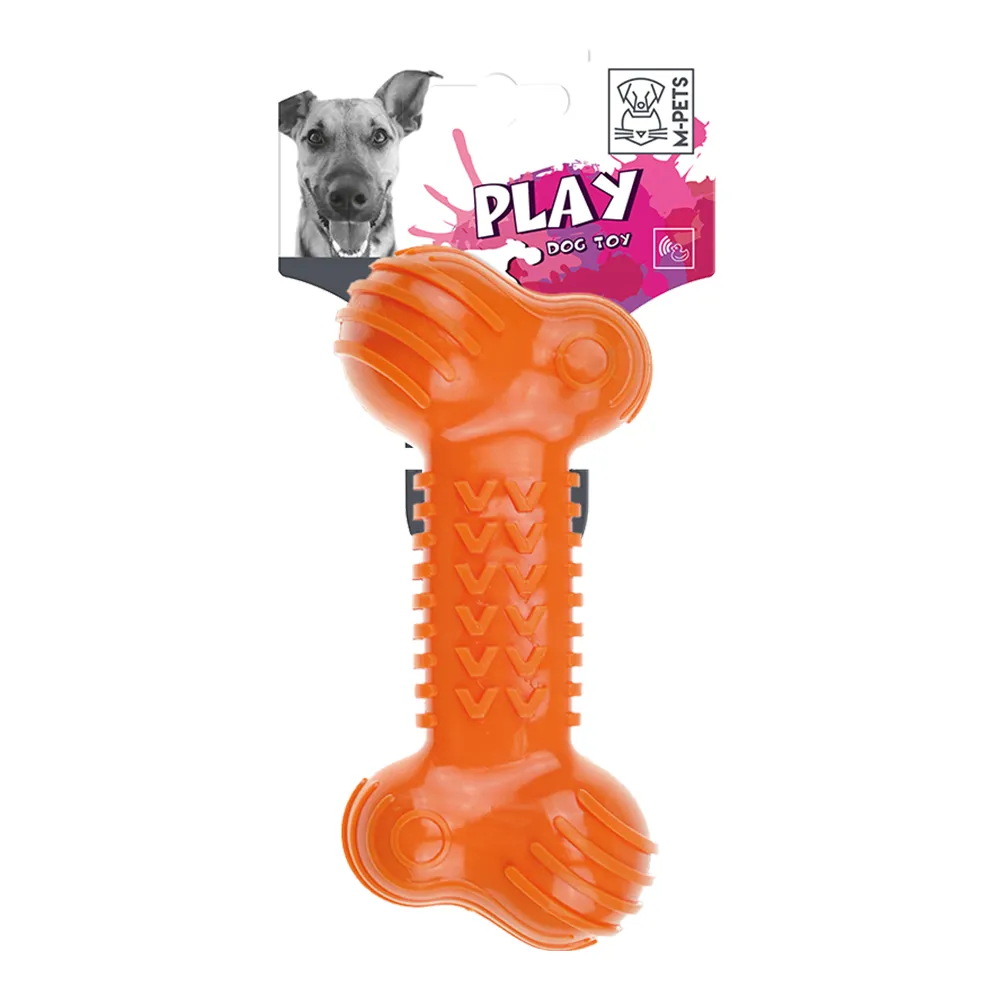 [6953182727255] M-PETS Fun Bone Orange Dog Toy