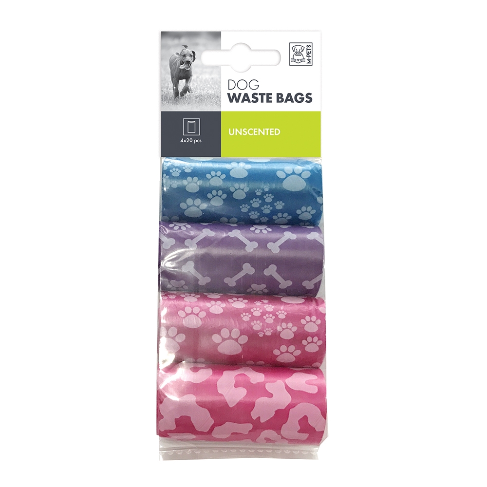 M-PETS Dog Waste Bags Mixed Colors 80 bags 4x20