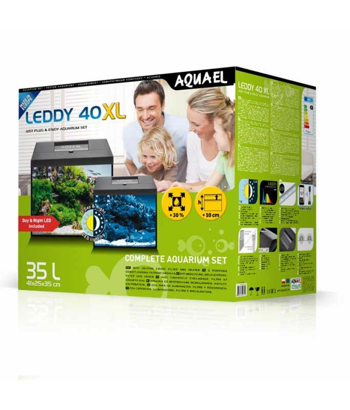 Aquael Leddy Aquarium Set XL Black Day & Night Sizes: 40cm