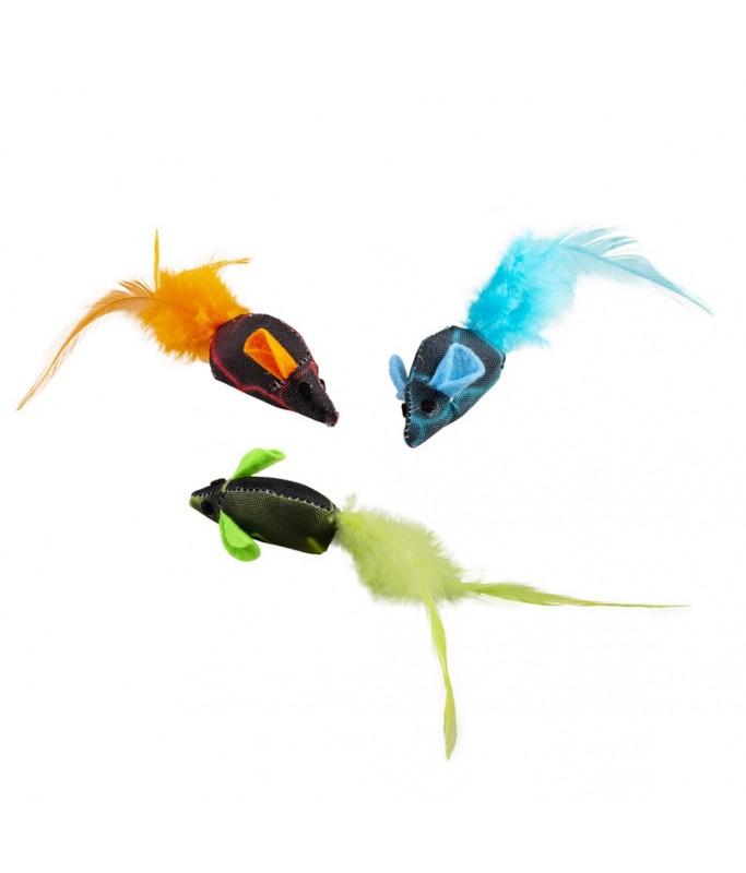 Duvo+ Flash Mice With Feathers 3pcs 19x5.5x3cm