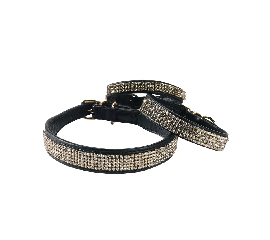 [BO07612-BL-40] Bobby Crystal Princesse Collar Black 40cm