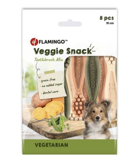 Flamingo Veggie Adult Toothbrush Dog Treat 7.5cm