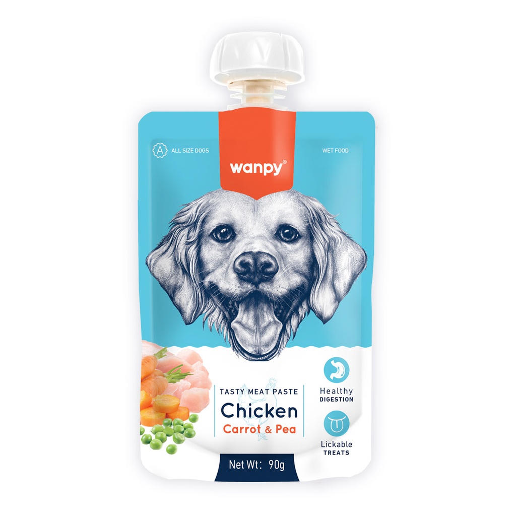 Wanpy Tasty Meat Paste Chicken Carrot & Pea for Dog 90gm