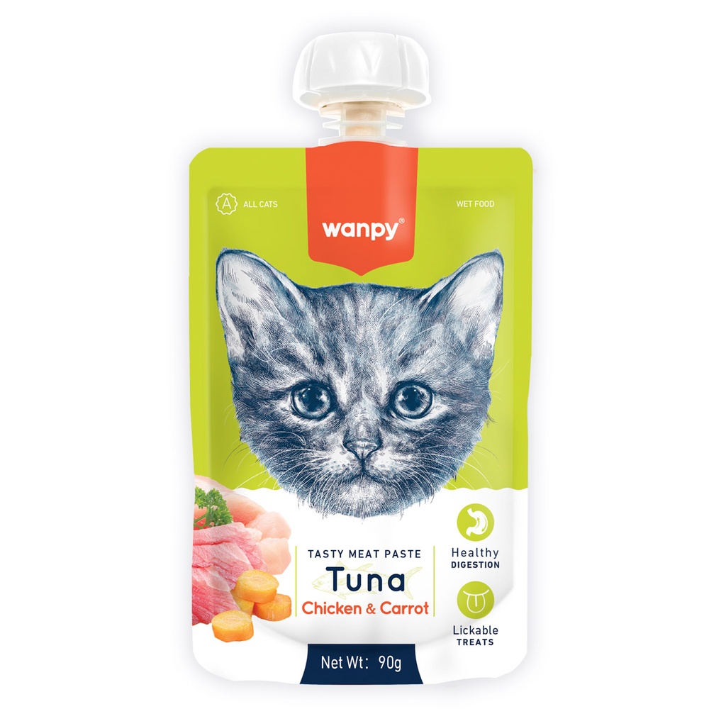 Wanpy Tasty Meat Paste Tuna Chicken & Carrot for Cat 90gm