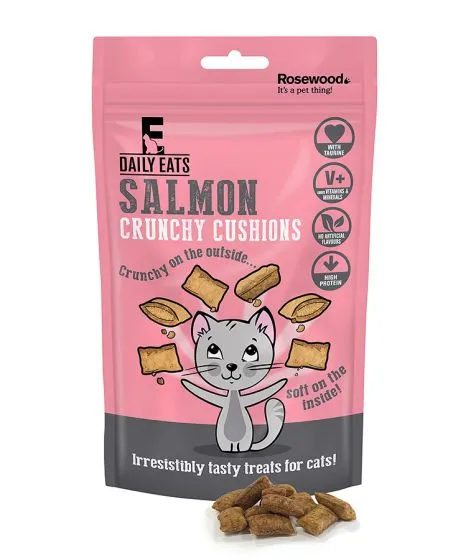 [90136-60G] Rosewood Salmon Crunchy Cushions for Cats 60gm
