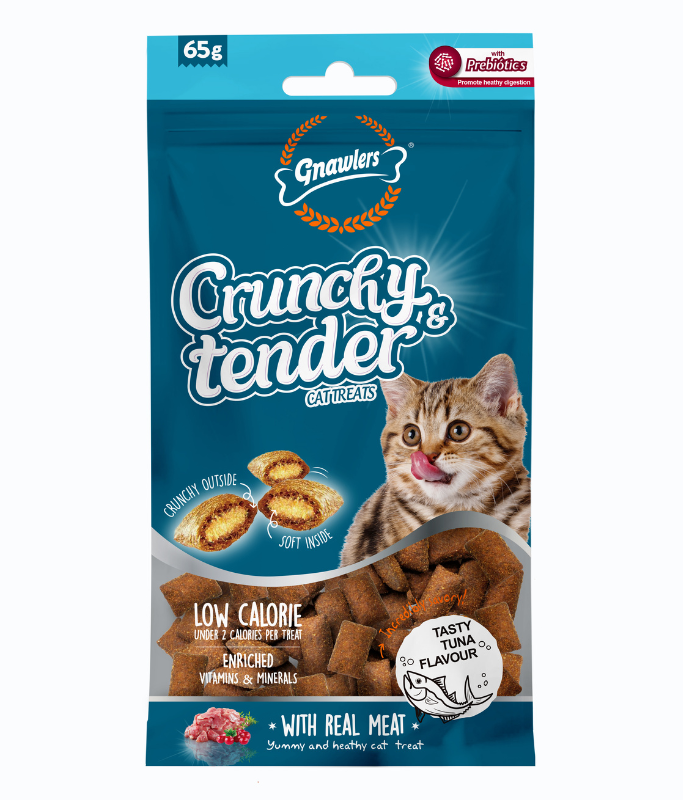 Gnawlers Crunchy & Tender Cat Treats Tuna Flavour 65gm