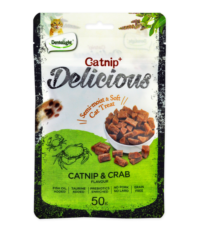Dentalight Catnip+ Semi Moist & Soft Cat Treat Catnip & Crab 50gm