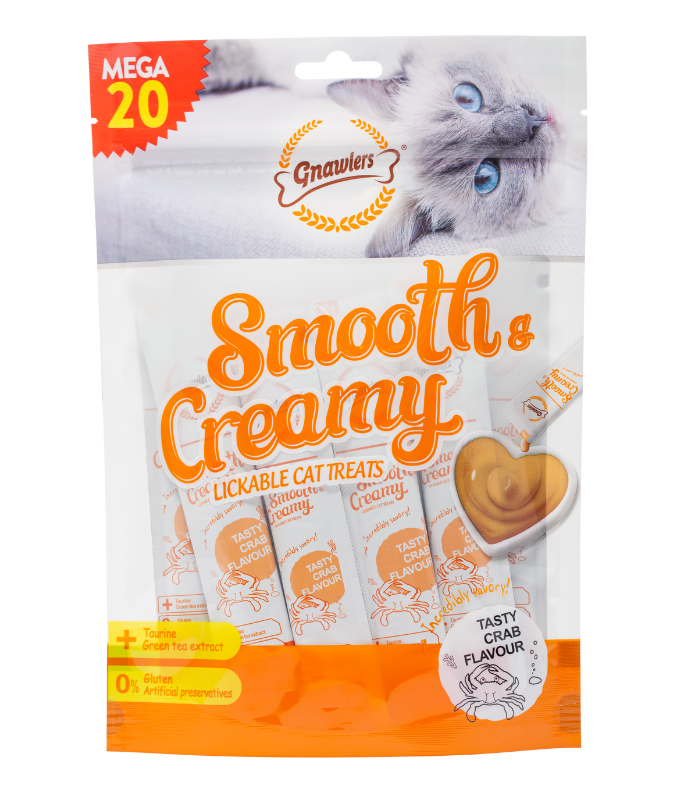 Gnawlers Smooth & Creamy Lickable Cat Treats Crab Flavour 20pcs x 15gm