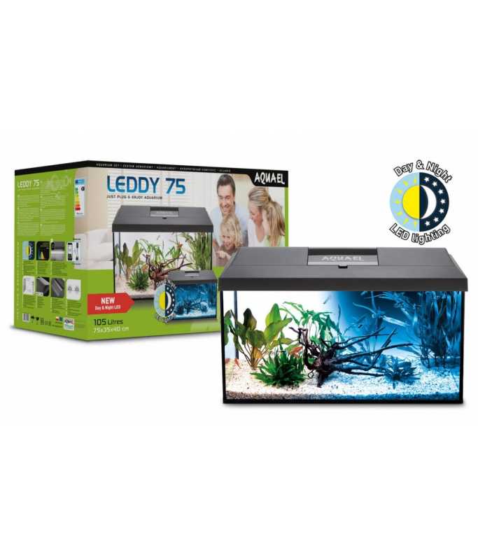 Aquael Leddy Aquarium Set Black Day & Night 75cm