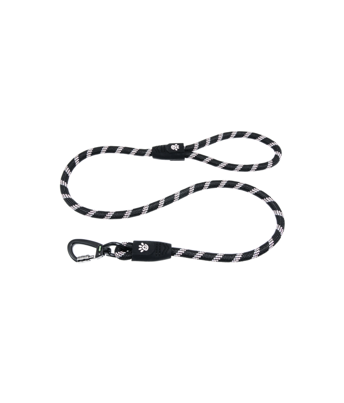 Doco 5ft Reflective Rope Leash With Click & Lock Snap Black Small