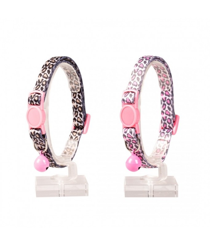 Duvo+ Cat Collar Panther Nylon Black/Pink 20 - 30cm / 10mm