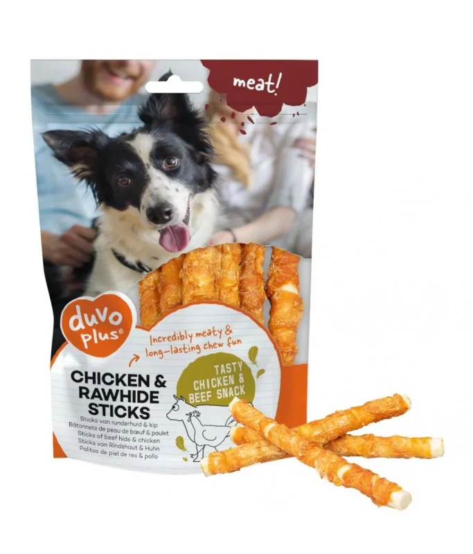 Duvo+ Meat Chicken & Rawhide Sticks Small 12,5cm -100g & 400g